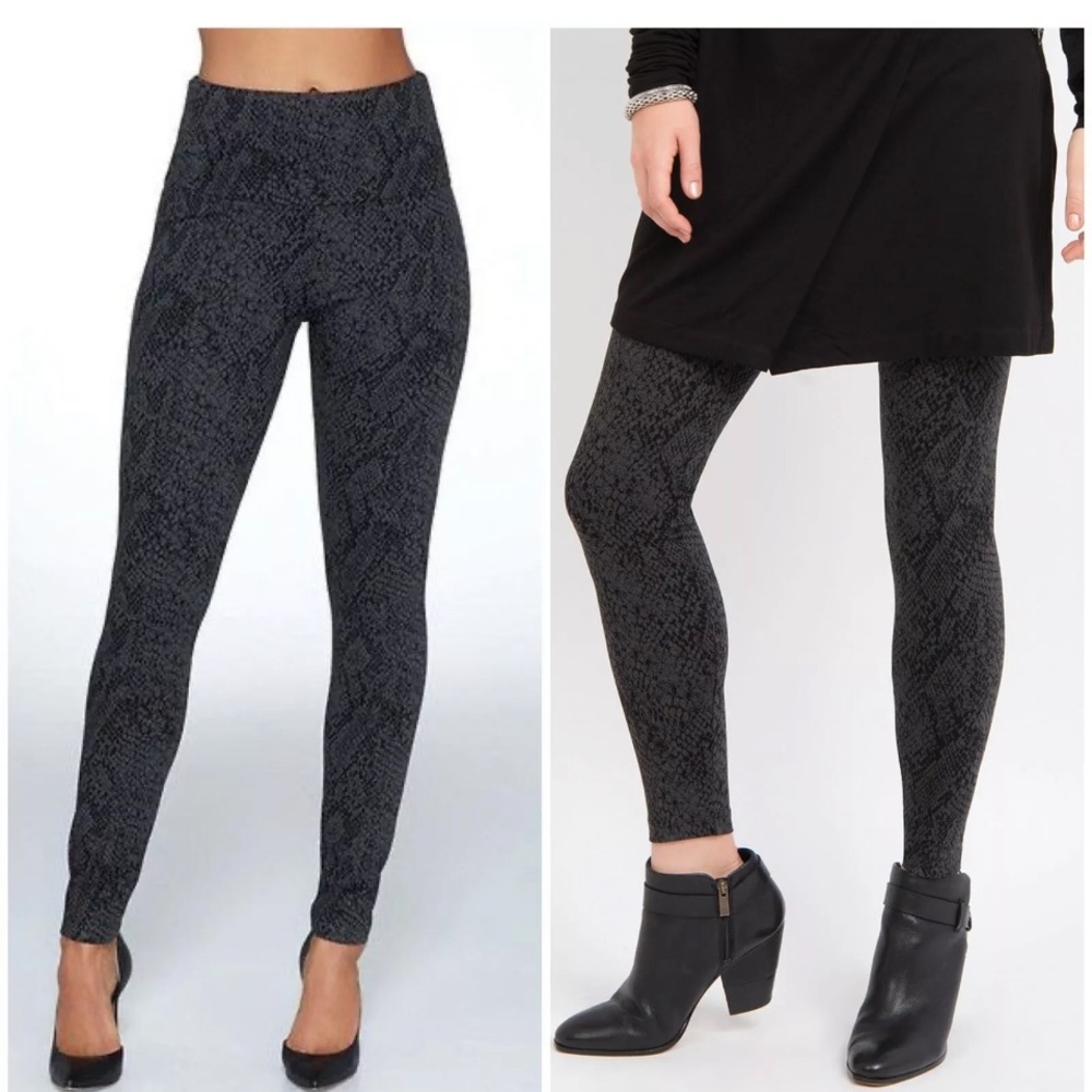 Lysse Women Classic Leggings Black Gray Python Snake Pull On Size Small